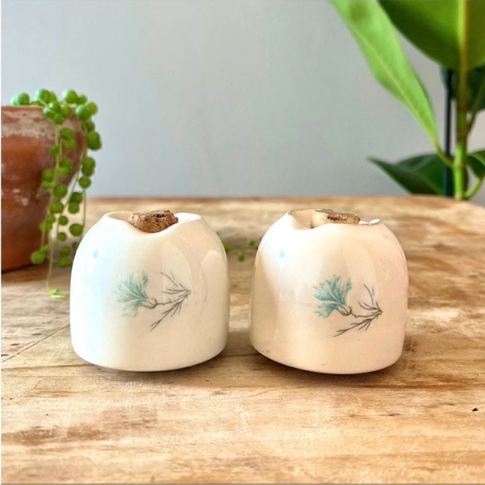 Vintage Blue Flower Ceramic Salt and Pepper Shakers